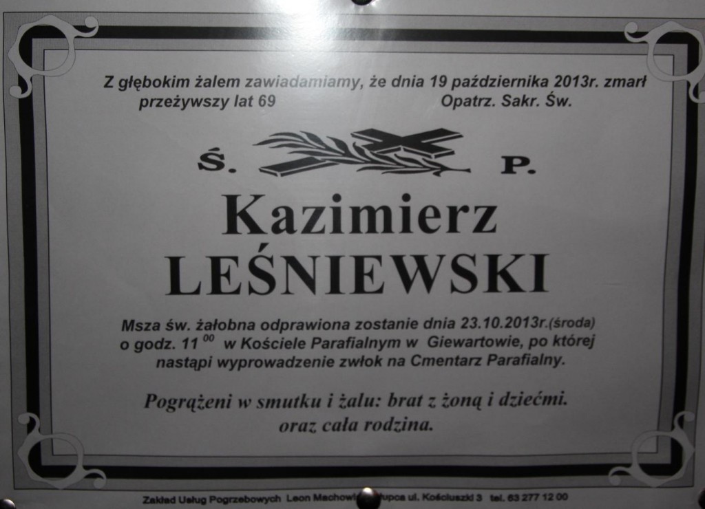 śp. kazimierz leśniewski
